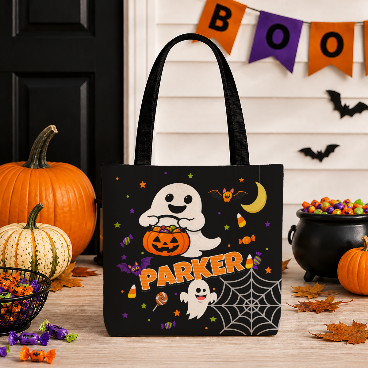 Kids’ Trick-or-Treat Ghost Bag – Personalized Halloween Tote, Light
