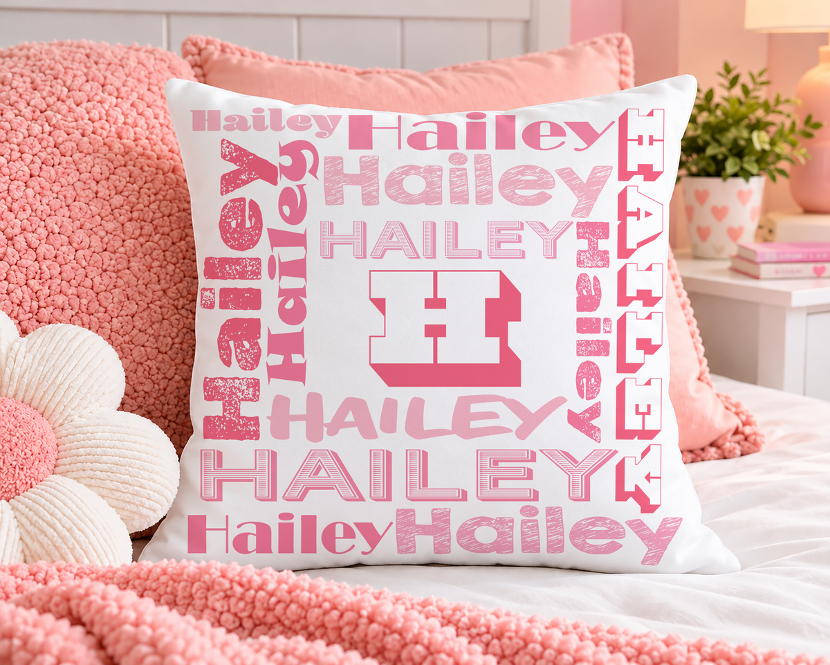 Customized Name Throw Pillow for Kids, Girls Room Decor