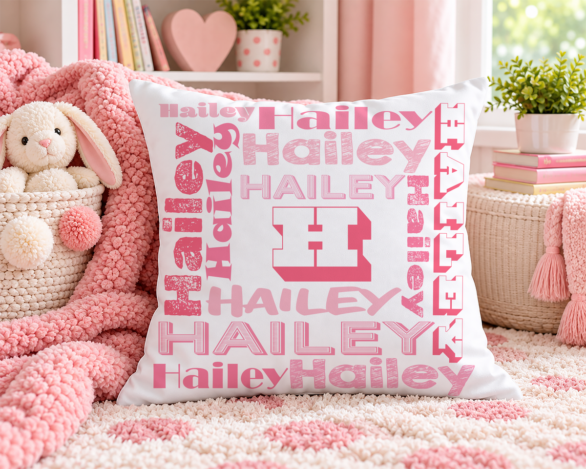 Customized Name Throw Pillow for Kids, Girls Room Decor