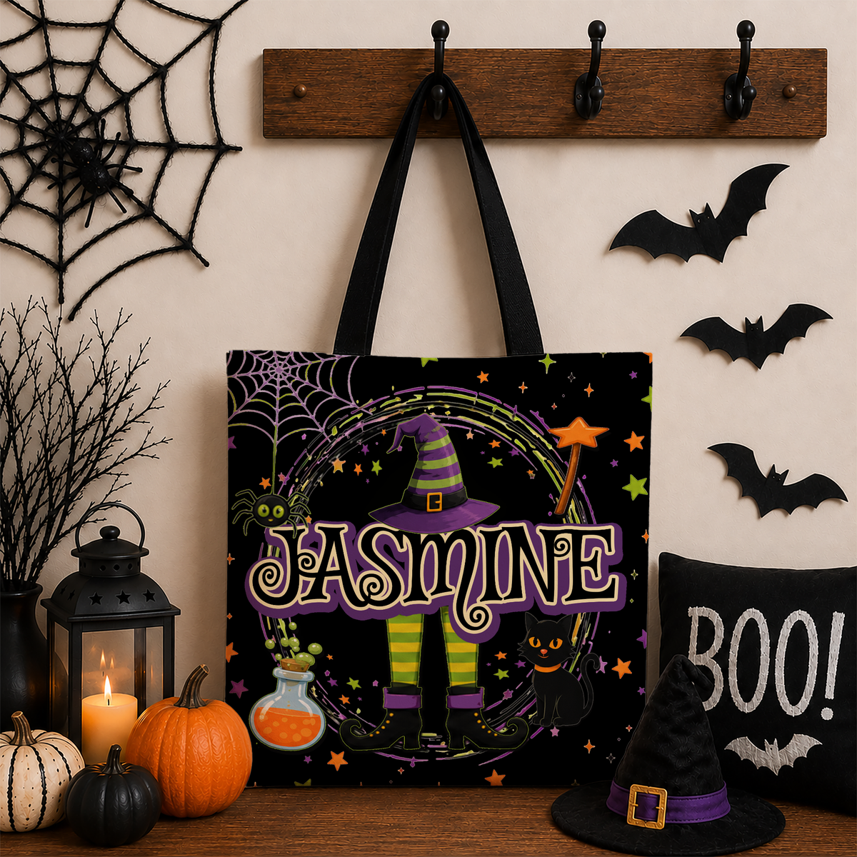 Personalized Witch Halloween Tote Bag
