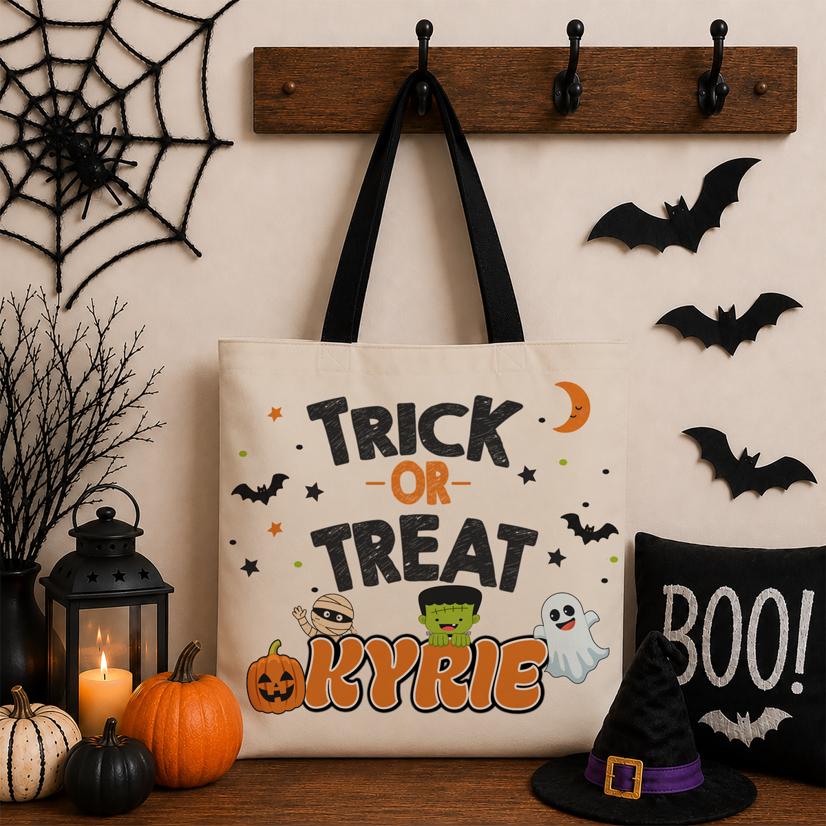 Personalized Halloween Trick-or-Treat Bag — Custom Monster Design