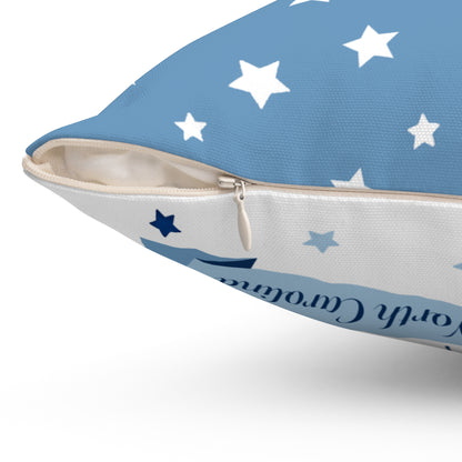Baby Birth Stats Pillow — Blue Watercolor Bear Personalized Birth Announcement