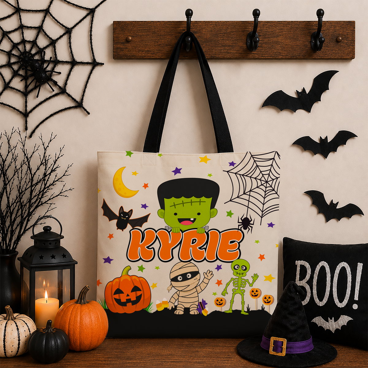 Personalized Halloween Trick-or-Treat Bag — Custom Monster Design