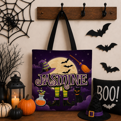 Personalized Witch Halloween Tote Bag