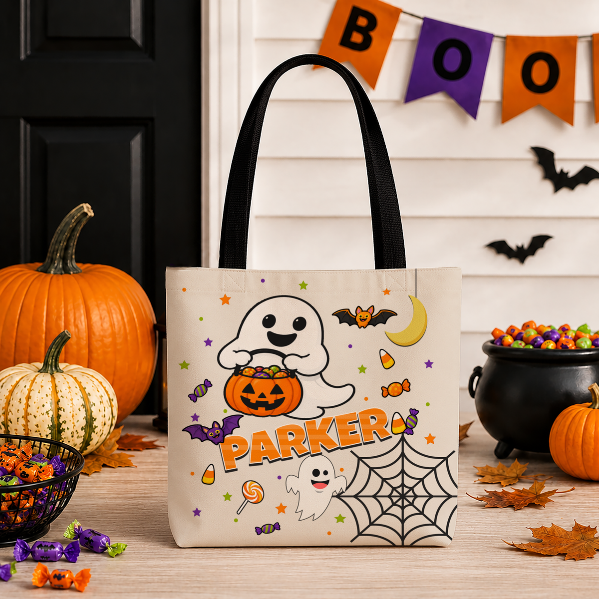 Kids’ Trick-or-Treat Ghost Bag – Personalized Halloween Tote