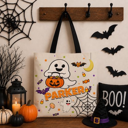 Kids’ Trick-or-Treat Ghost Bag – Personalized Halloween Tote, Light