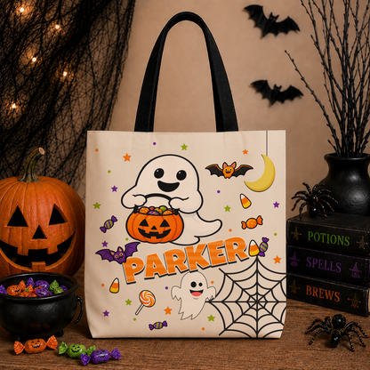 Kids’ Trick-or-Treat Ghost Bag – Personalized Halloween Tote, Light
