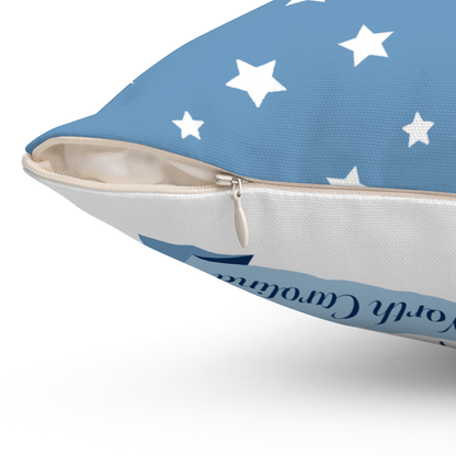 Baby Birth Stats Pillow — Blue Watercolor Elephant Personalized Birth Announcement