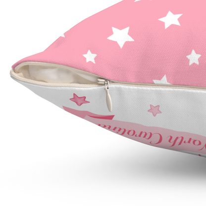Baby Birth Stats Pillow — Pink Watercolor Elephant Personalized Birth Announcement