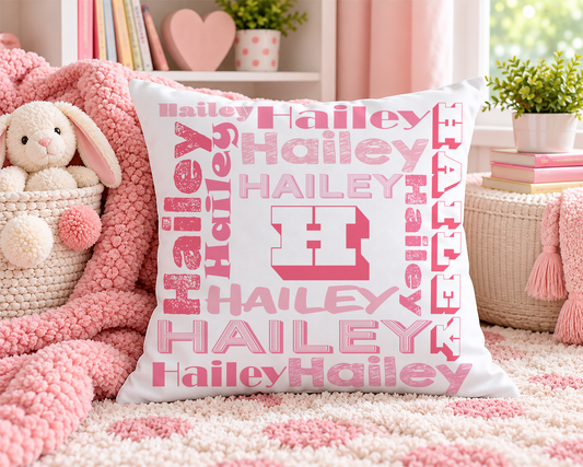 Customized Name Throw Pillow for Kids, Girls Room Decor