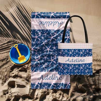 Starfish Towel & Tote Bag Bundle, Pink Starfish