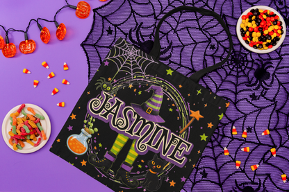 Personalized Witch Halloween Tote Bag, Spooky Magic