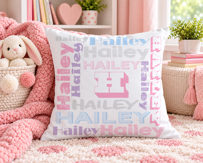 Customized Name Throw Pillow for Kids, Girls Room Decor