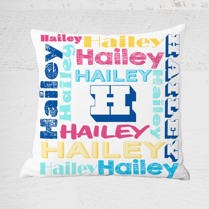 Customized Name Throw Pillow for Kids, Girls Room Decor