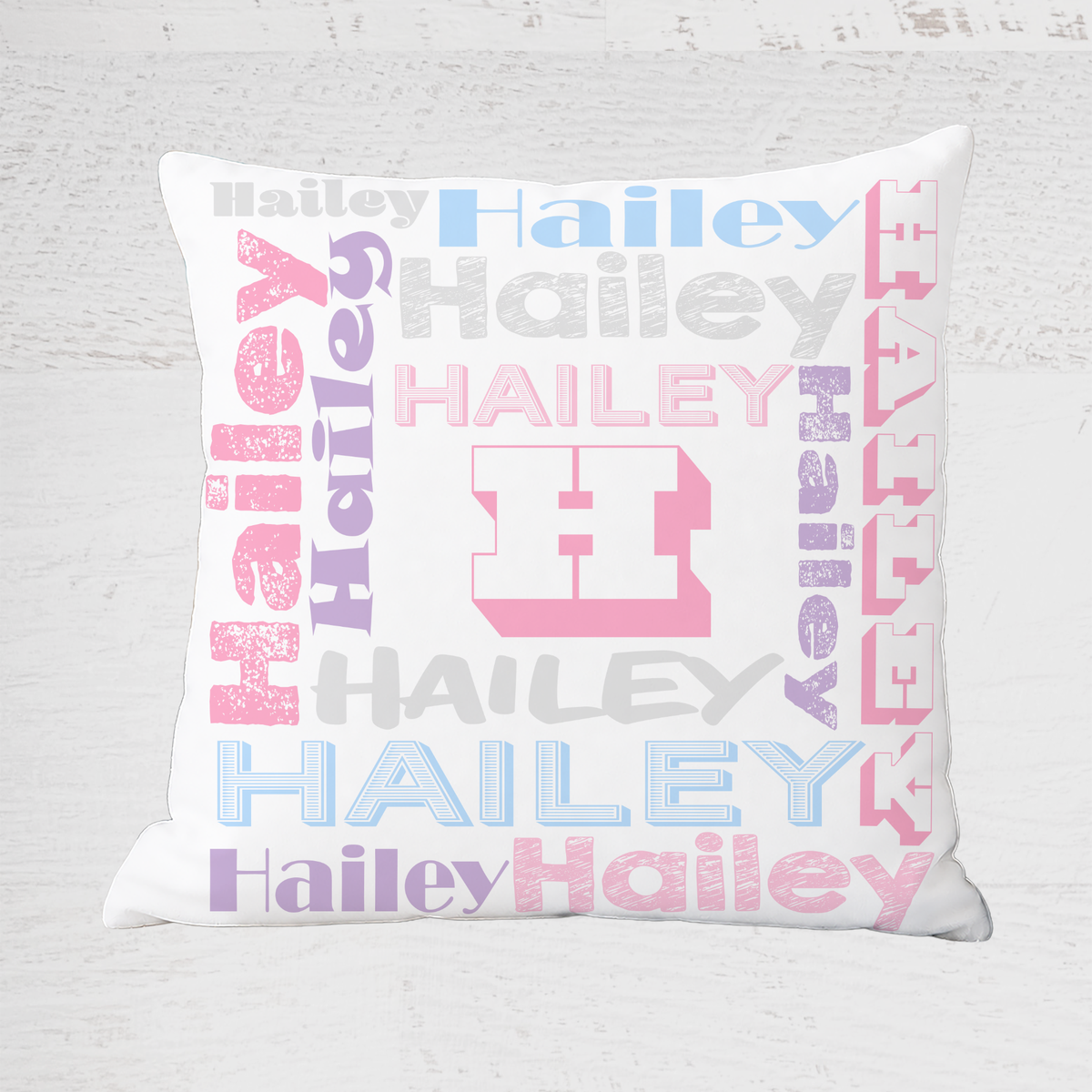 Customized Name Throw Pillow for Kids, Girls Room Decor