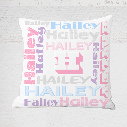 Customized Name Throw Pillow for Kids, Girls Room Decor