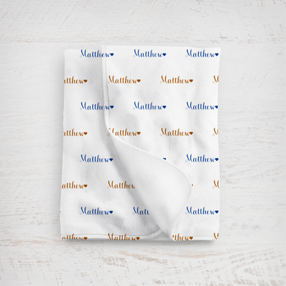 Newborn Name Blanket, Sweet Heart Baby Boy