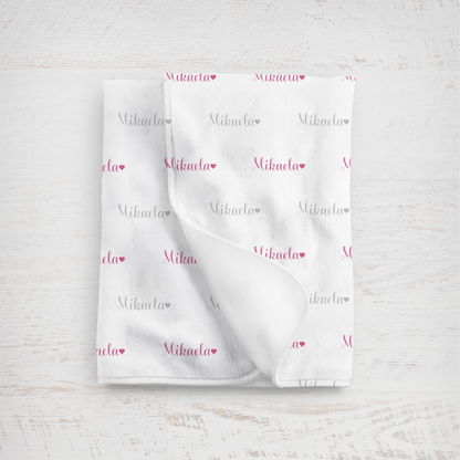 Newborn Name Blanket, Sweet Heart Baby Girl