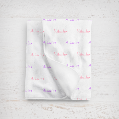 Newborn Name Blanket, Sweet Heart Baby Girl