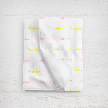 Newborn Name Blanket, Sweet Heart Baby Girl