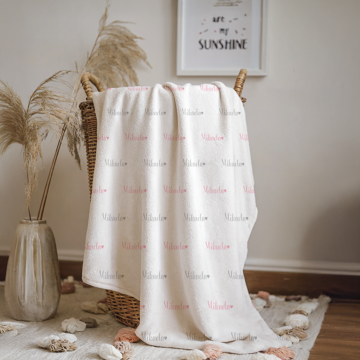 Newborn Name Blanket, Sweet Heart Baby Girl