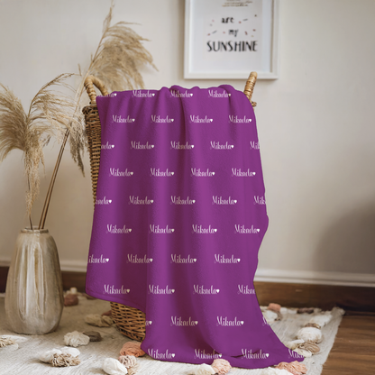 Newborn Name Blanket, Sweet Heart Baby Girl, Berry/White