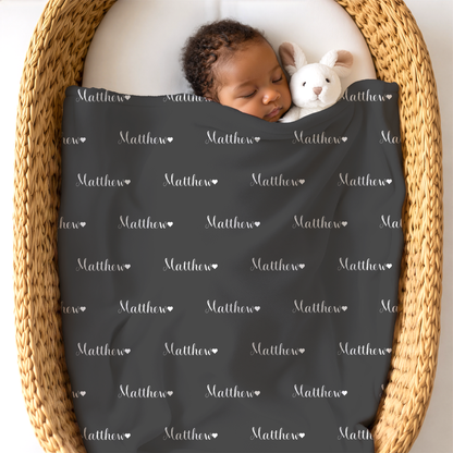 Newborn Name Blanket, Sweet Heart Baby Boy