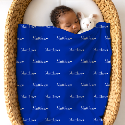 Newborn Name Blanket, Sweet Heart Baby Boy