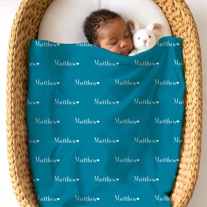 Newborn Name Blanket, Sweet Heart Baby Boy