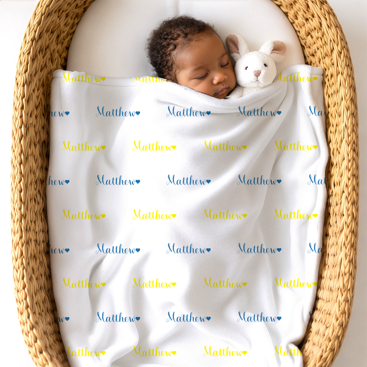 Newborn Name Blanket, Sweet Heart Baby Boy
