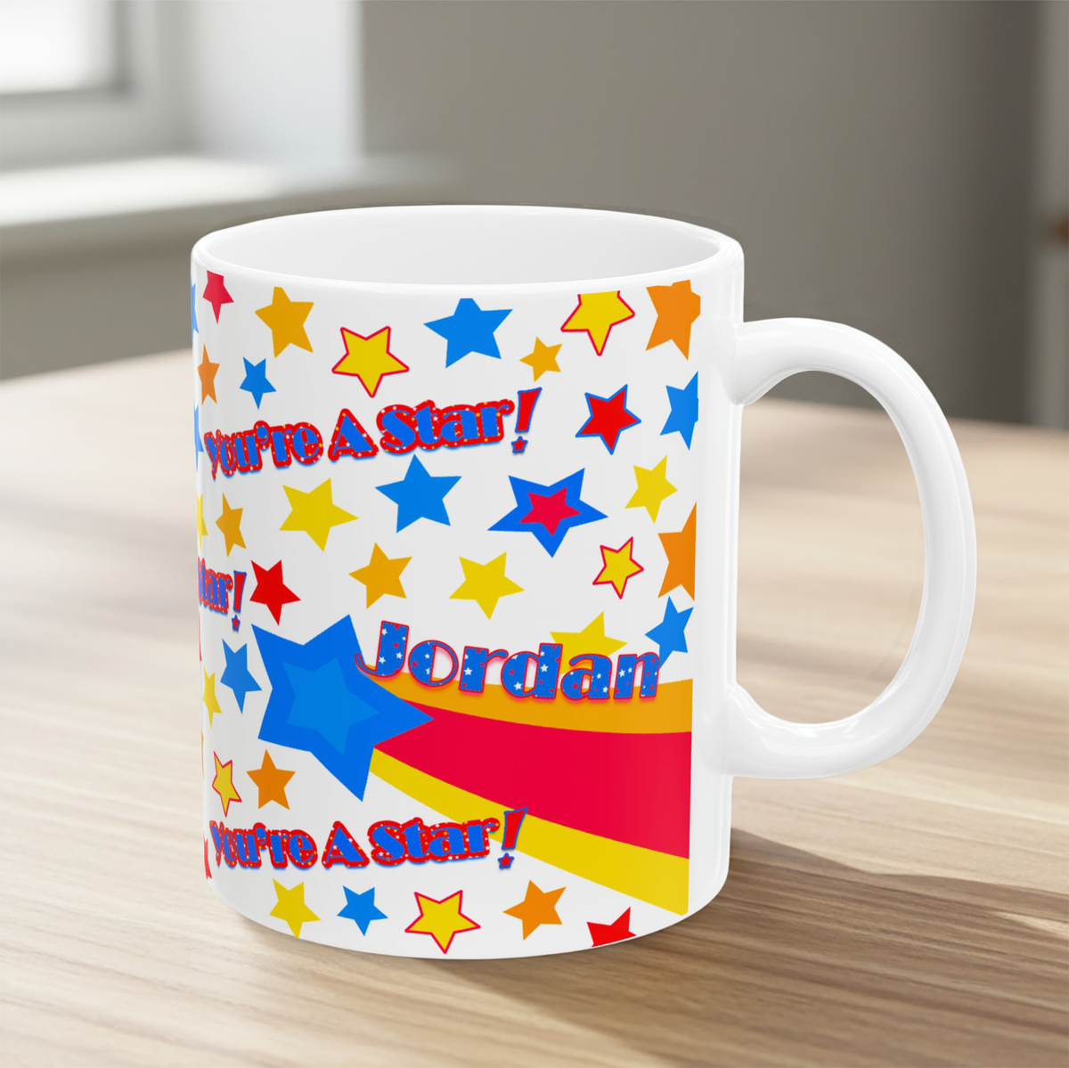 You’re A Star! Ceramic Mug, Red/Yellow/Blue
