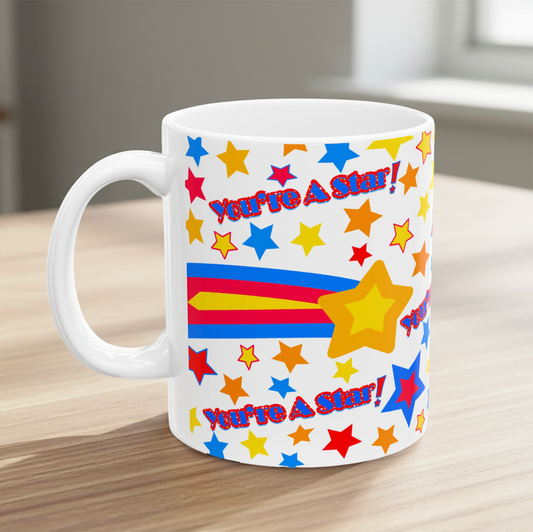 You’re A Star! Ceramic Mug, Red/Yellow/Blue